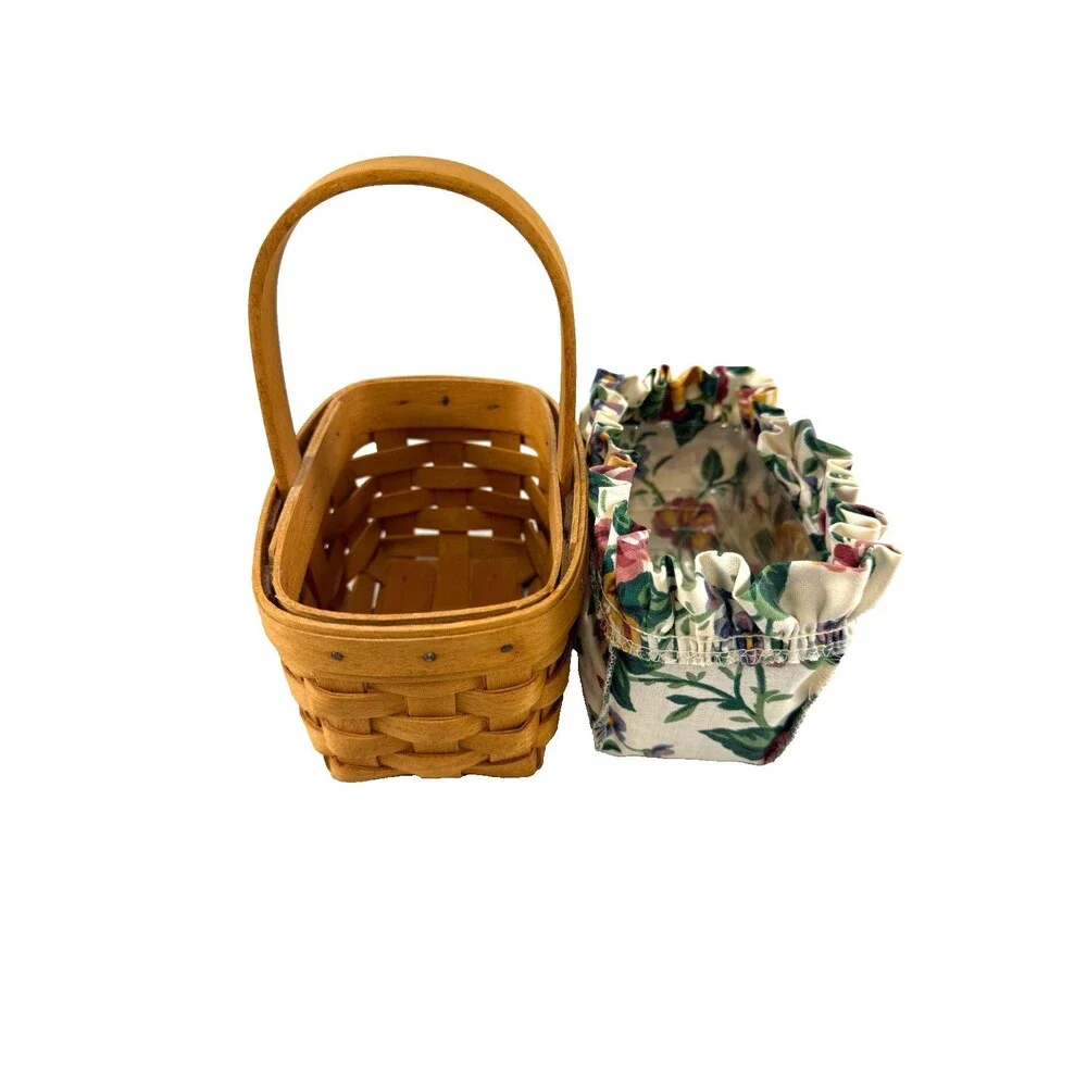 1995 Longaberger Horizon of Hope Basket w/Rose Liner & Protector 5.75L 3.75W 3H